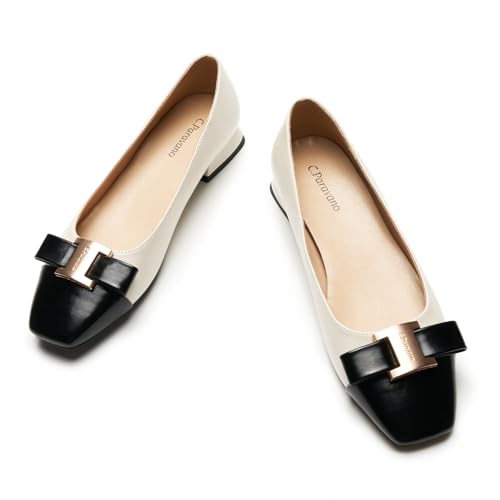 Women's Ballet Flats Shoes Square Toe Flats with Bowknot for Casual Work Office Party,for Women Dressy,Office Work Shoes,Wedding