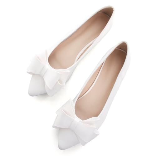 Women Fashion Bowknot Flats Comfort Pointed Toe Dress Shoes
