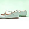 Women's Mary Jane Flats Almond Toe Ballet Flats Shoes for Women，Work, Casual and Daily Wear(Size 7,Green)
