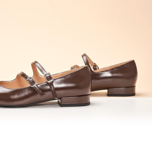 Designer-Inspired Mary Janes | Block Heel Flats w/Memory Foam for Office Attire & Vineyard Visits | Square Toe Comfort | Pair