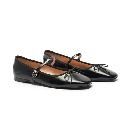 C. Paravano Women's Mary Jane Flats - Lightweight & Comfortable Square Toe Bowknot Ballet Flats with Adjustable Strap, Perfect