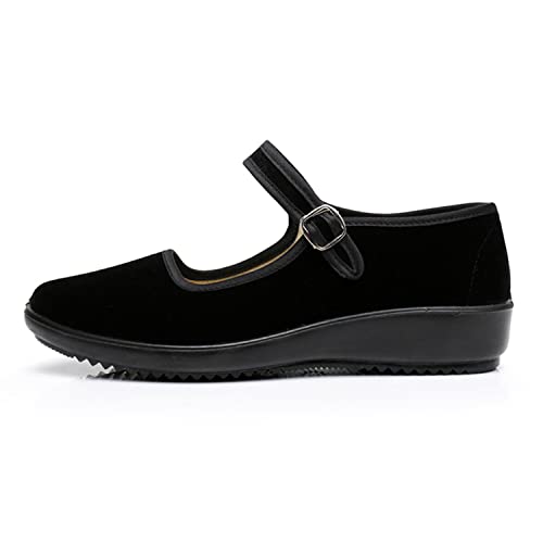 312ad5hNNrL.jpg Upgraded Women's Velvet Mary Jane Shoes Black Cottton Old Beijing Cloth Flats Yoga Exercise Dance Shoes