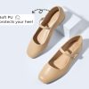 Women's Mary Jane Flat Shoes Comfortable Dress Shoes Ankle Strap Round Toe Retro Faux Leather Slip On Flats