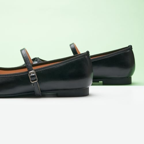 C. Paravano Women's Mary Jane Flats - Lightweight & Comfortable Square Toe Bowknot Ballet Flats with Adjustable Strap, Perfect