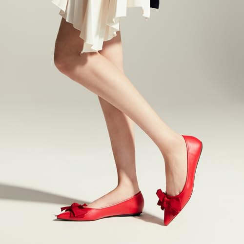 Pointy Bow Flats Women's Flats Comfortable Stylish Slip-On Shoes for Casual and Office
