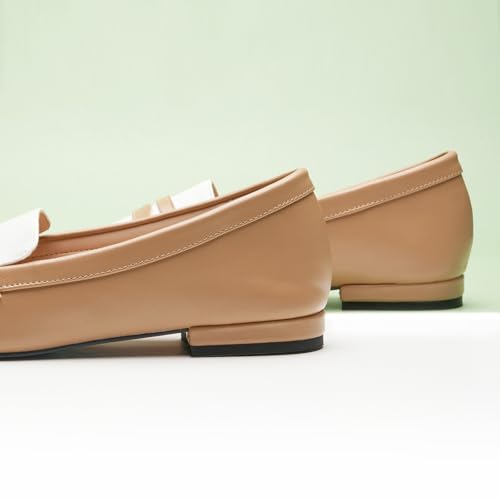 Penny Loafers for Women, Crocodile-Embossed Slip-ons Comfortable Dressy Formal Dress Square Toe Flats Loafer Shoes for Business