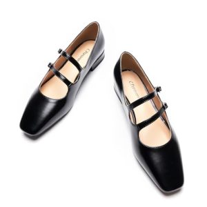 Women's Mary Jane Flats for Women| Square Toe Ballet Flats with Double Straps|Vintage-Inspired Dress Shoes for Work, Weddings,