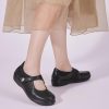 31FkzucRWpL.jpg Women's Flat Mary Jane Shoes Black Leather Oxford Shoes for Women - Comfortable Slip-On Leather Loafers