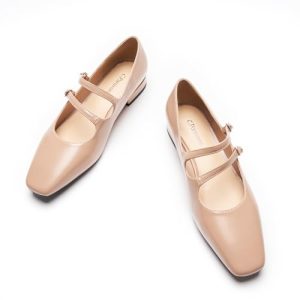 Luxury Mary Jane Ballet Flats: Adjustable Double Straps & Square Toe | Premium Comfort for Gallery Openings, Spring Brunches |