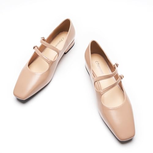 Luxury Mary Jane Ballet Flats: Adjustable Double Straps & Square Toe | Premium Comfort for Gallery Openings, Spring Brunches |