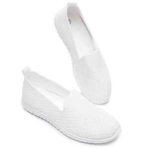 Women's Mesh Flats Shoes Breathable Slip on Shoes Casual Black and White Flats Comfortable Walking Shoes