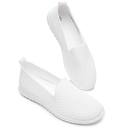 Women's Mesh Flats Shoes Breathable Slip on Shoes Casual Black and White Flats Comfortable Walking Shoes