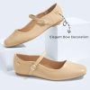 Women's Mary Jane Flat Shoes Comfortable Dress Shoes Ankle Strap Round Toe Retro Faux Leather Slip On Flats