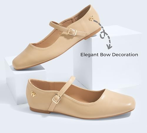 Women's Mary Jane Flat Shoes Comfortable Dress Shoes Ankle Strap Round Toe Retro Faux Leather Slip On Flats