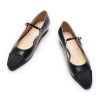 Women's Mary Jane Flats | Almond Toe Ballet Flats | Leather Shoes with Adjustable Strap | Dress Shoes for Work(Size
