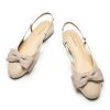 Women's Slingback Flats with Bowknot Flats Sandals Slip on Casual Flats Shoes Detachable Ankle Strap Almond Toe