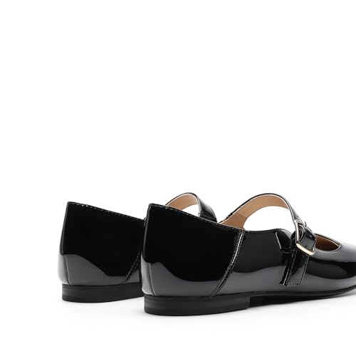 Women's Silver Square Toe Mary Jane Flats: Comfortable Casual Slip On Dress Shoes with Buckle Strap for Women's Daily Wear