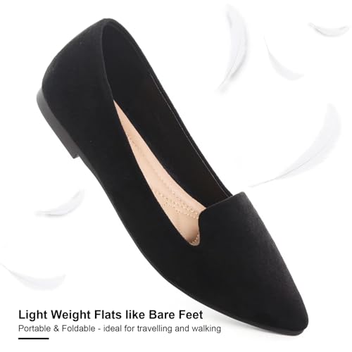 31UVg5v8IvL.jpg Women's Faux Suede Pointed Toe Ballets Flats Comfortable Soft Ballet Dressy Slip-on Walking Ballerina Shoes