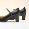 Women's Pumps Mary Jane Pumps Closed Almond Toe Block Heels Adjustable Strap Fashion Causal Party Wedding Shoes(Black,8)
