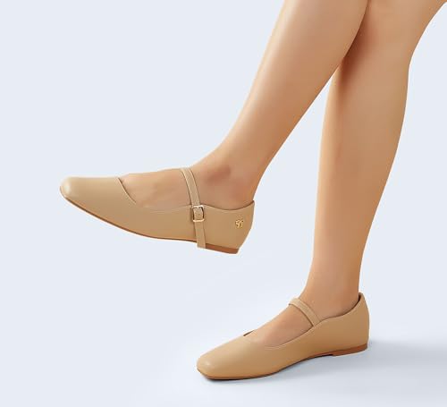 Women's Mary Jane Flat Shoes Comfortable Dress Shoes Ankle Strap Round Toe Retro Faux Leather Slip On Flats