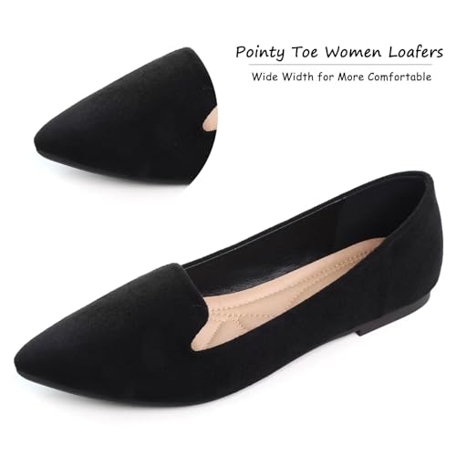 31aXIez4J9L.jpg Women's Faux Suede Pointed Toe Ballets Flats Comfortable Soft Ballet Dressy Slip-on Walking Ballerina Shoes