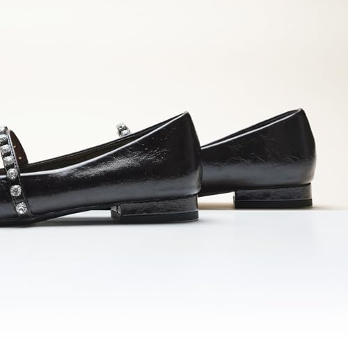 Crystal Strap Flats Pointed Toe Shoes Mary Jane Women's Flats for Dressy Office Causal