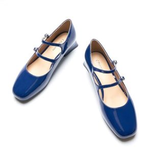 Women's Mary Jane Pumps | Square Toe Low Heel Pumps | Leather Shoes with Adjustable Straps | Slip On Dress Shoes for Work Daily