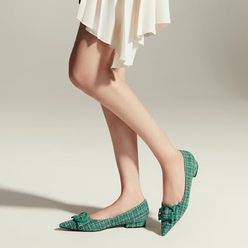 Women's Ballet Pointed Toe Leather Comfortable Slip On Work Flats