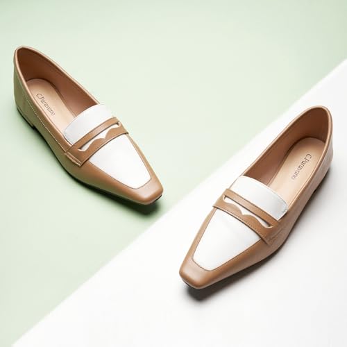 Penny Loafers for Women, Crocodile-Embossed Slip-ons Comfortable Dressy Formal Dress Square Toe Flats Loafer Shoes for Business