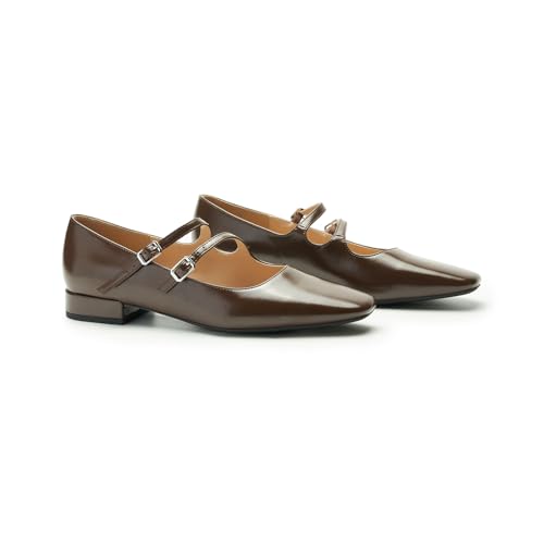 Designer-Inspired Mary Janes | Block Heel Flats w/Memory Foam for Office Attire & Vineyard Visits | Square Toe Comfort | Pair