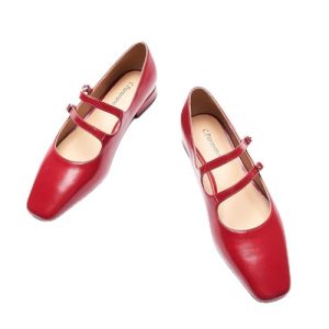 Women's Mary Jane Flats | Block Heel & Adjustable Straps|Square Toe Ballet Flats for Client Lunches, Garden Parties|Pair | Silk
