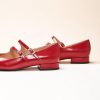 Women's Mary Jane Flats | Block Heel & Adjustable Straps|Square Toe Ballet Flats for Client Lunches, Garden Parties|Pair | Silk