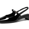 Womens Mary Jane Chunky Low Heels Slingback Ballet Flats Closed Square Toe Wedding Dress Shoes