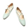 Women's Mary Jane Flats Almond Toe Ballet Flats Shoes for Women，Work, Casual and Daily Wear(Size 7,Green)