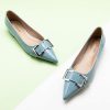 Women's Pointed Toe Flats | Ballet Shoes with Square Buckle | Comfortable Slip On Work Shoes | Dressy Flats for Office, Travel &