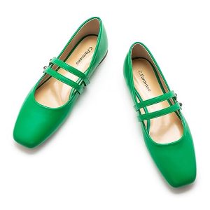 C.Paravano Women's Mary Jane Flats | Closed Toe Mary Jane Shoes for Women | Slip On Mary Janes Ballet Flats | Dress Strap Shoes