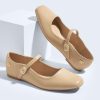 Women's Mary Jane Flat Shoes Comfortable Dress Shoes Ankle Strap Round Toe Retro Faux Leather Slip On Flats