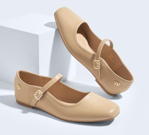 Women's Mary Jane Flat Shoes Comfortable Dress Shoes Ankle Strap Round Toe Retro Faux Leather Slip On Flats