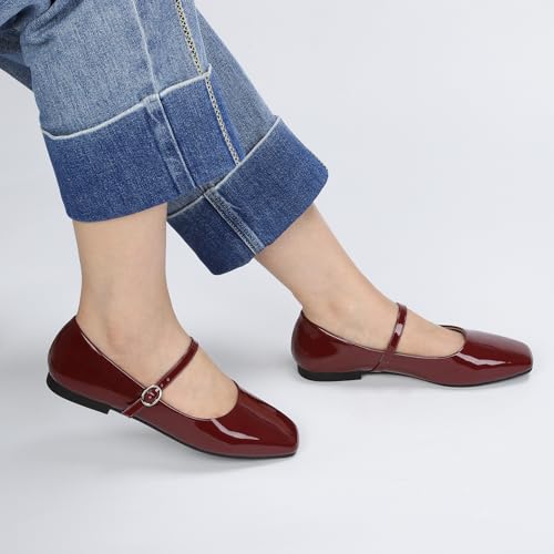 Mary Jane Shoes Women Ballet Flats Shoes for Women Slip on Comfortable Dressy Adjustable Strap for Work Office Business Casual