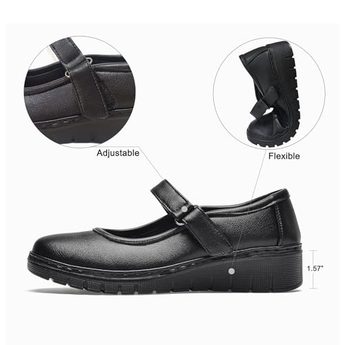 Women s Mary Jane Flats, Breathable Comfort Round Toe Low Heel Slip-on Light Weight Walking Shoes