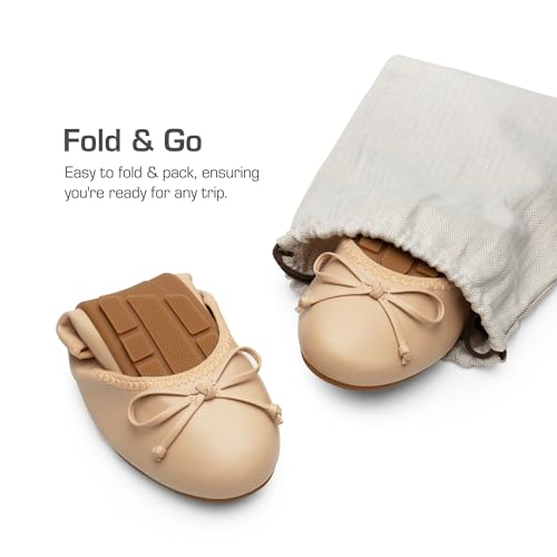 41AT5QJxVL.jpg Women's Flats, Foldable Ballet Flats for Women, Bowknot Round Toe Comfort Light Weight Slip-On Dress Shoes