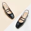 41AwkO1gaFL.jpg Women's Slingback Flats | Square Toe Flats | Adjustable Ankle Strap Shoes | Comfort Slip On Dress Shoes (Size 9.5,Black)