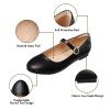 Womens Mary Jane Shoes Comfortable Strap Flats Dressy Casual Ballet Flats Shoes Floral Buckle Round Toe Black Flats Shoes for