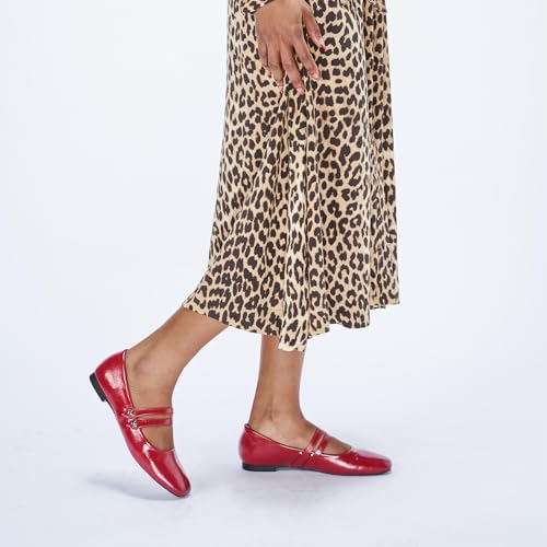 Women's Mary Jane Flats | Closed Toe Mary Jane Shoes for Women | Slip On Mary Janes Ballet Flats | Dress Strap Shoes for Casual