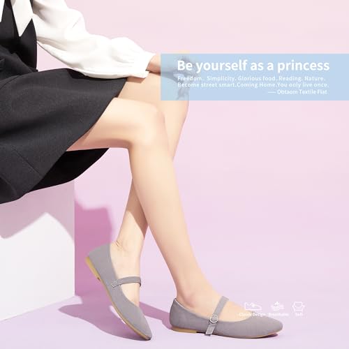 41EfjTsoIwL.jpg Mary Jane Flat Shoes Round Toe Ballet Flats for Women Dressy Fabric Business Flats Comfortable Classic Strap Flats for Office