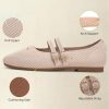 41FU9P0iv1L.jpg Women's Flats Square Toe Mary Jane Shoes Ballet Flats with Strap Comfortable Slip On Knit Shoes Dressy Casual