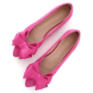 Bowknot Ballet Flats Womens Pointy Toe Casual Flat Shoes Suede Dress Shoes Wear to Work Slip On Moccasins