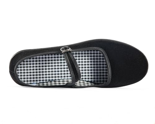 41GNRH177uL.jpg Black Velvet Mary Jane Shoes for Women China Dance Flat Old Beijing Cloth Walking Shoes