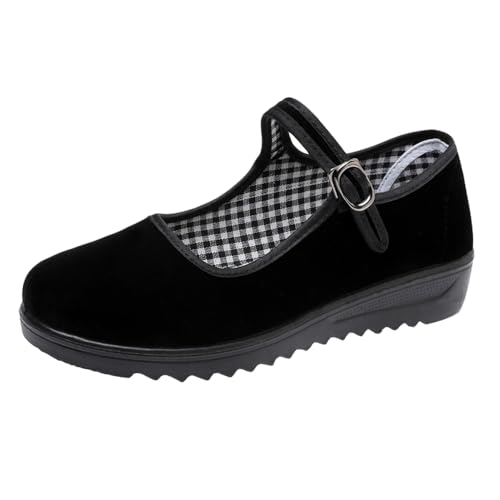 41GjxUzSTCL.jpg Black Velvet Mary Jane Shoes for Women China Dance Flat Old Beijing Cloth Walking Shoes