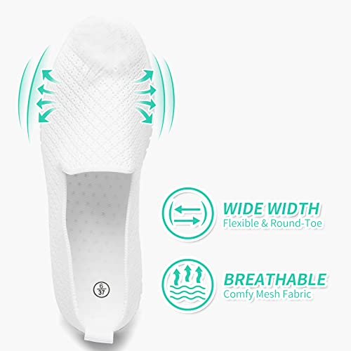 Women's Mesh Flats Shoes Breathable Slip on Shoes Casual Black and White Flats Comfortable Walking Shoes